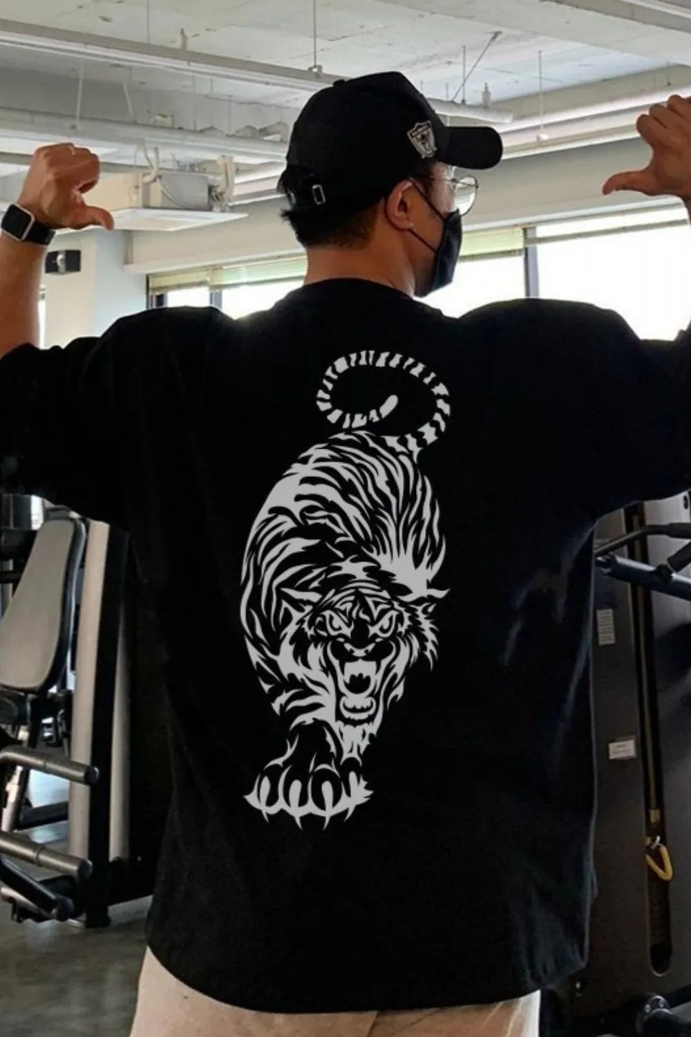 Men's Plus Size Tiger Round Neck Short Sleeve T-Shirt