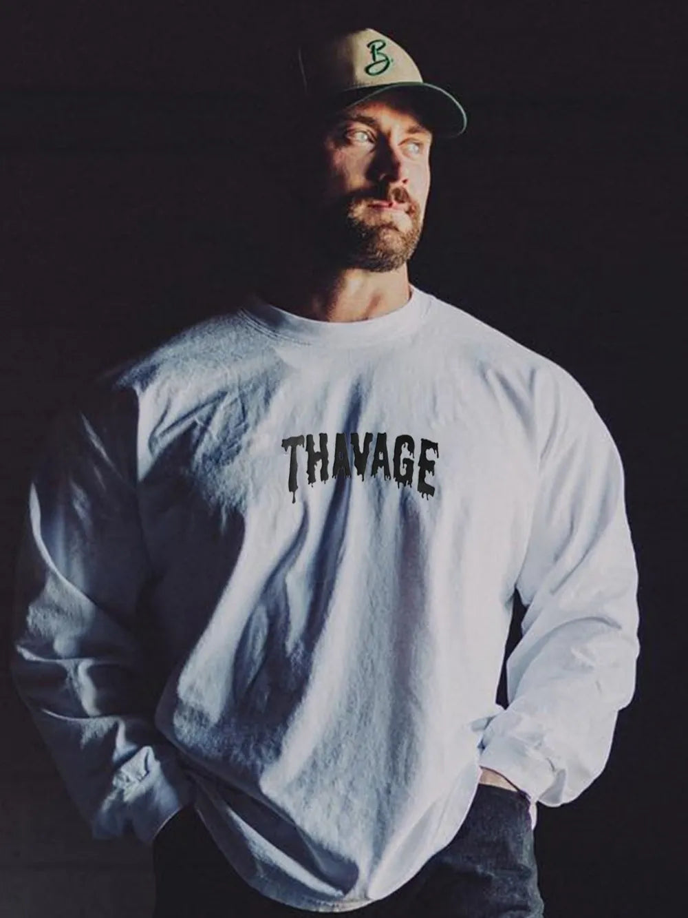 Men's Plus Size Letter Round Neck Long Sleeve T-Shirt