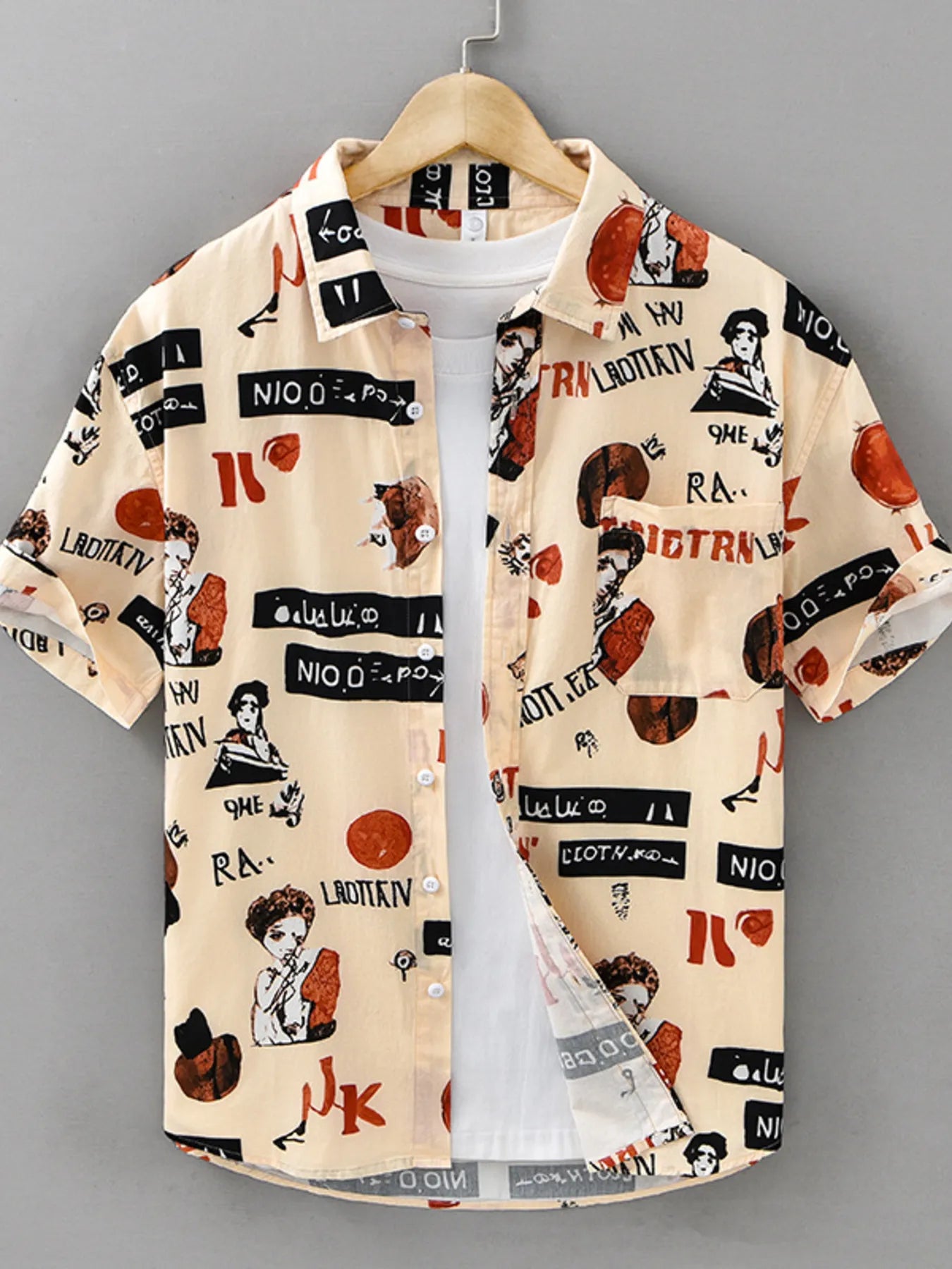 Men's Plus Size Printed Short Sleeve Casual Shirt