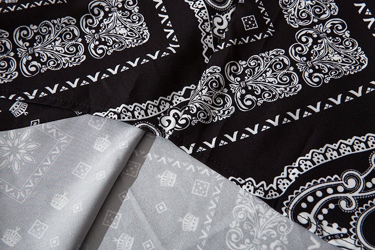 Cashew Flowers Print Shirt Mens Casual Loose Hip Hop Black Tops Long Sleeve Hawaiian Shirt Camisas Korean