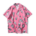 Summer Tennis Print Pink Beach Hawaiian Aloha Shirts Mens Casual Short Sleeve Shirt Male Fashion Shirts Tops