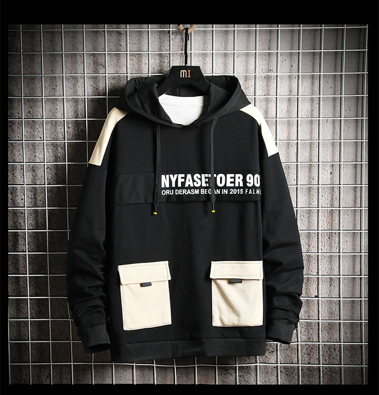 Winter Fashion Loose Men's Hoodies Tooling Hip Hop Sweatshirt Male Harajuku Japanese Streetwear Hoodie Men