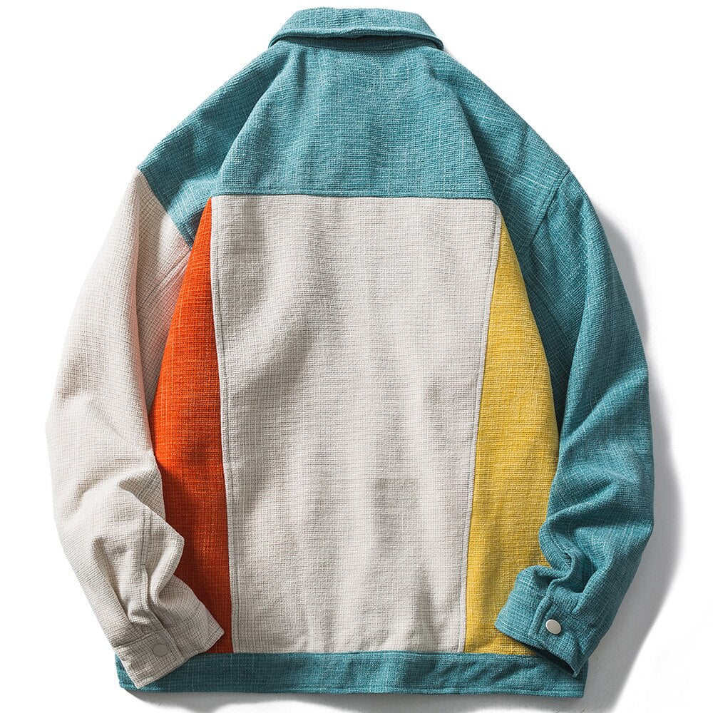 Patchwork Baggy Coat Men Vintage Harajuku Streetwear