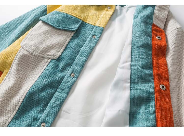 Patchwork Baggy Coat Men Vintage Harajuku Streetwear