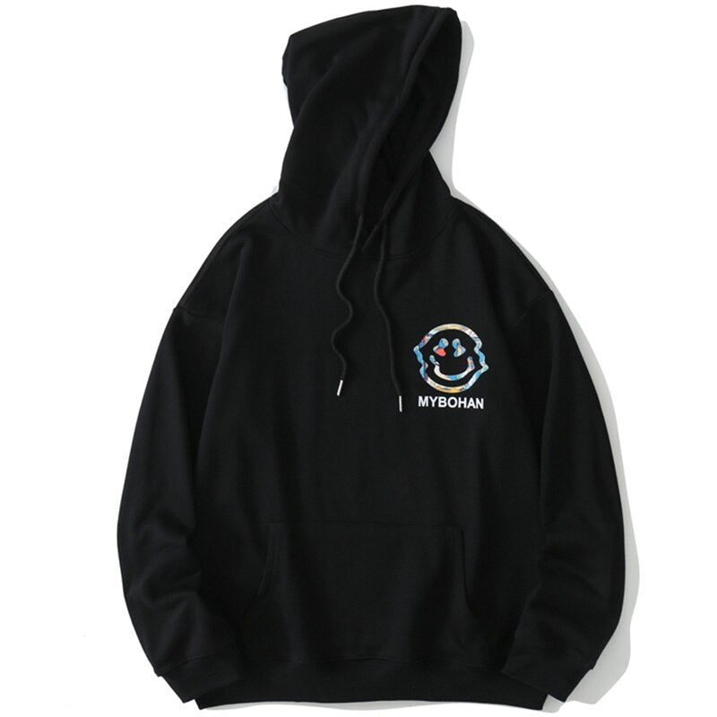 Hoodie Men Colorful Funny Illustration Print Hooded Pullovers Japanese High Street Hipster Sweatshirt Couple Streetwear